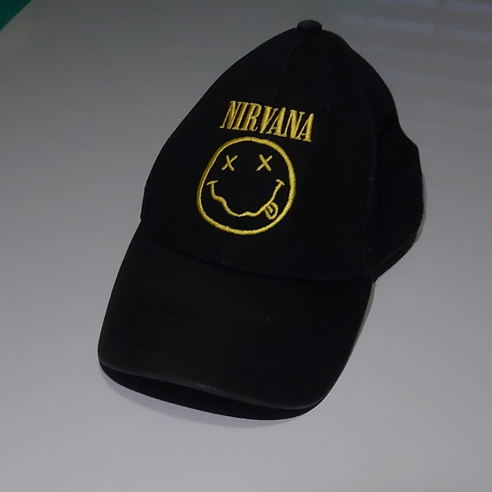 NIRVANA Black Hat with Yellow Emblem